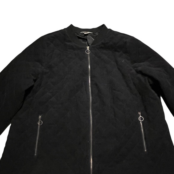 Christopher and Banks Navy Quilted Bomber Jacket with brushed metal zipper 2x - Picture 2 of 6